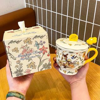 [Cốc gốm cổ điển] Cốc nước văn phòng bé gái, Cốc cà phê, Quà lưu niệm, Quà sinh nhật!