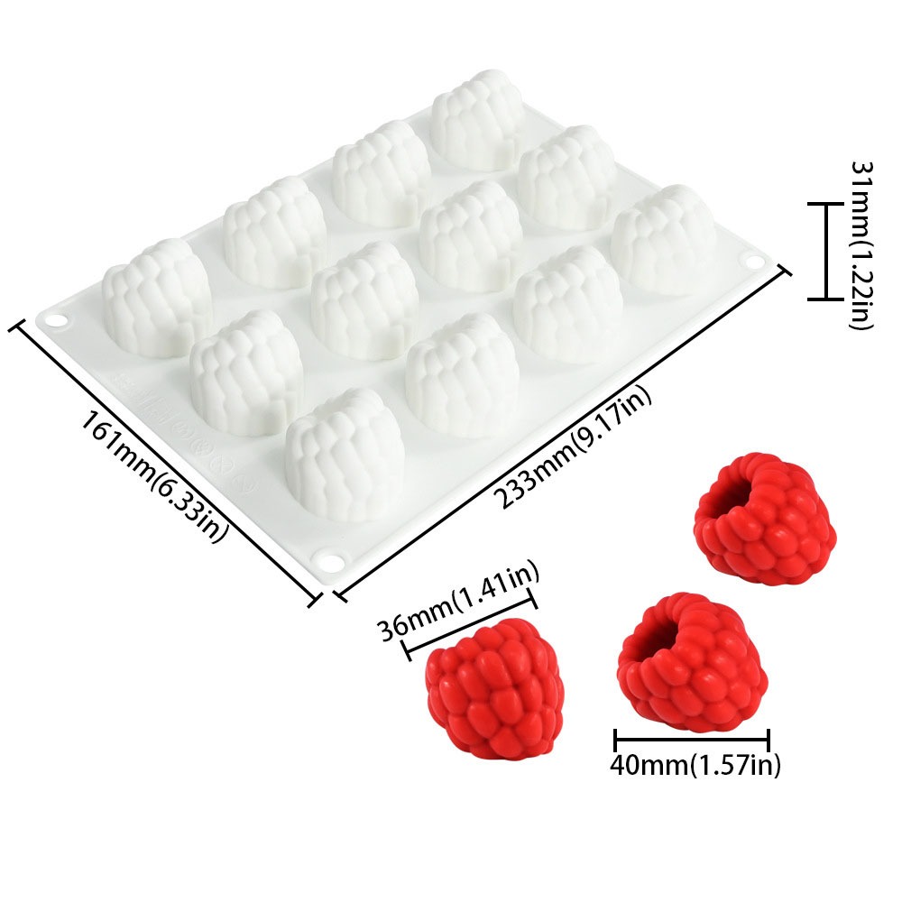 6 / 12 / 24 Khoang Lớn Mousse Mousse Bánh Khuôn 3D Raspberry Chocolate Silicon Khuôn Nến Trái Cây Khuôn Làm Bánh DIY- * * -
