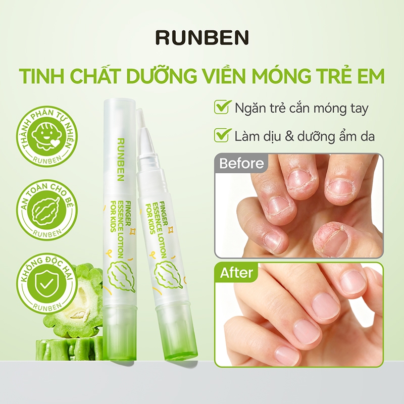 RUNBEN Ngăn Ngừa Cắn Móng Tay Tinh Chất Chống Cắn Móng Tay Cho Trẻ Em Chiết Xuất Thực Vật Tinh Chất An Toàn Không Độc Hại 4g