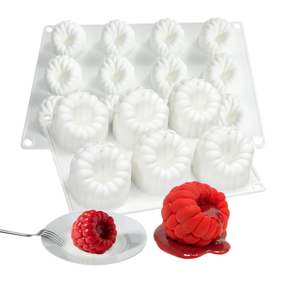 6 / 12 / 24 Khoang Lớn Mousse Mousse Bánh Khuôn 3D Raspberry Chocolate Silicon Khuôn Nến Trái Cây Khuôn Làm Bánh DIY- * * -