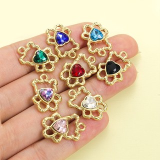 10 Chiếc Mini Gấu Bông Tạo Kiểu Hợp Kim Quyến Rũ Với Hình Trái Tim Thủy Tinh Kim Cương Giả - Vòng Cổ Vòng Tay Bông Tai Trang Trí Búp Bê DIY Mặt Dây Gấu Nhỏ Dễ Thương, Phụ Kiện Ngày Lễ Tình Nhân