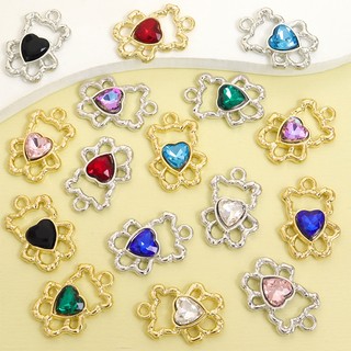 10 Chiếc Mini Gấu Bông Tạo Kiểu Hợp Kim Quyến Rũ Với Hình Trái Tim Thủy Tinh Kim Cương Giả - Vòng Cổ Vòng Tay Bông Tai Trang Trí Búp Bê DIY Mặt Dây Gấu Nhỏ Dễ Thương, Phụ Kiện Ngày Lễ Tình Nhân