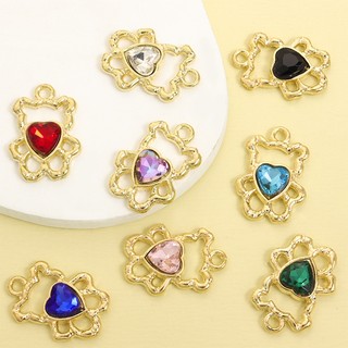 10 Chiếc Mini Gấu Bông Tạo Kiểu Hợp Kim Quyến Rũ Với Hình Trái Tim Thủy Tinh Kim Cương Giả - Vòng Cổ Vòng Tay Bông Tai Trang Trí Búp Bê DIY Mặt Dây Gấu Nhỏ Dễ Thương, Phụ Kiện Ngày Lễ Tình Nhân