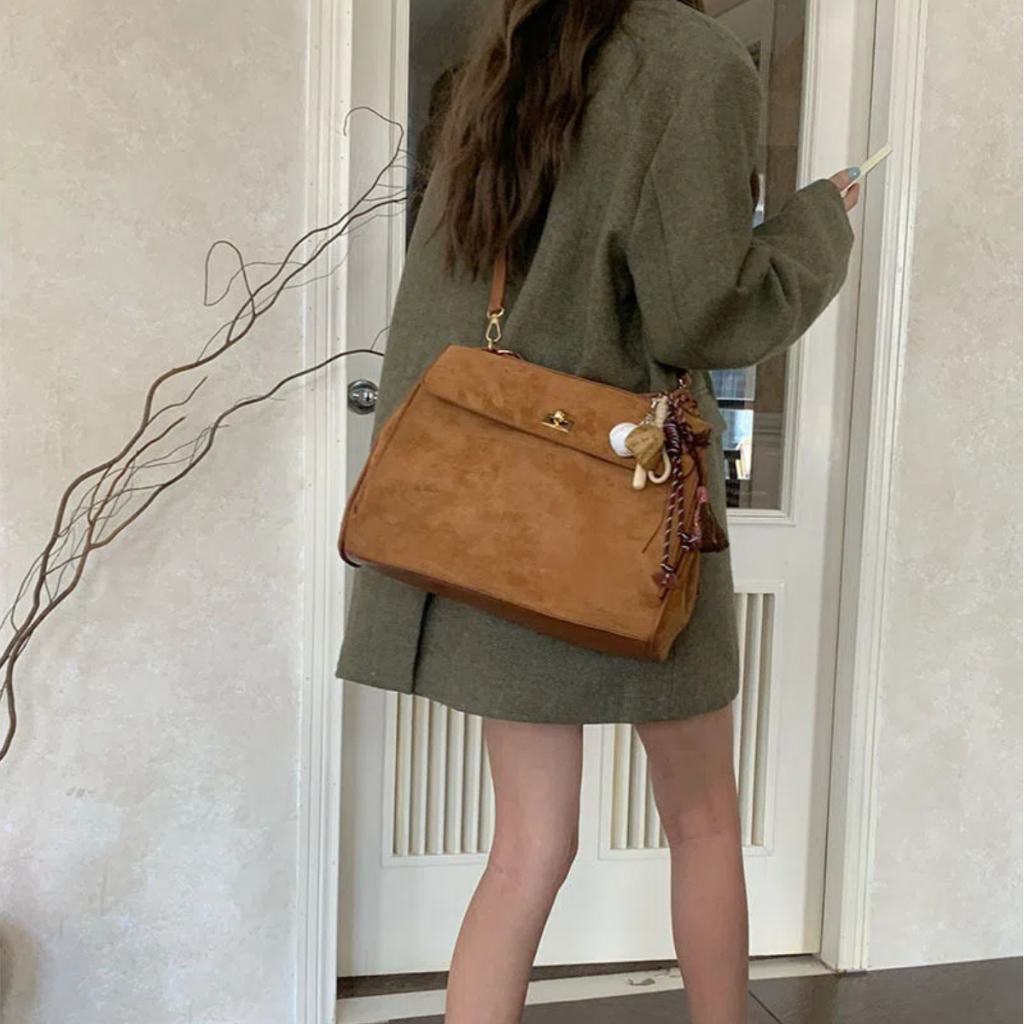 ANCO Vintage Matte Túi xách công suất lớn Túi xách nữ đi lại đơn Túi đeo vai mùa thu và mùa đông Thời trang Dây đeo vai Tote Túi xách cho công việc Túi xách một vai đôi Túi kinh doanh giải trí