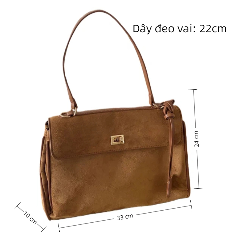 ANCO Vintage Matte Túi xách công suất lớn Túi xách nữ đi lại đơn Túi đeo vai mùa thu và mùa đông Thời trang Dây đeo vai Tote Túi xách cho công việc Túi xách một vai đôi Túi kinh doanh giải trí