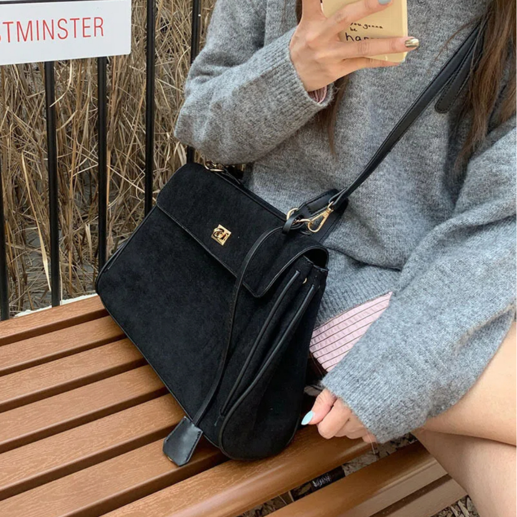 ANCO Vintage Matte Túi xách công suất lớn Túi xách nữ đi lại đơn Túi đeo vai mùa thu và mùa đông Thời trang Dây đeo vai Tote Túi xách cho công việc Túi xách một vai đôi Túi kinh doanh giải trí