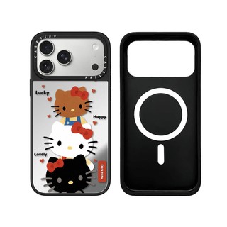 Từ Tính Không Dây Cho iPhone 17 16 15 14 13 12 11 Pro Max Plus Mèo Kitty Dễ Thương Cạnh Đen Cứng Ốp điện thoại Khắc Logo