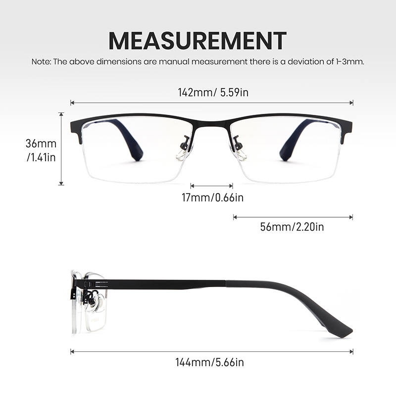 Cyxus Kính Chống Ánh Sáng Xanh Gọng Titanium Nam Tính Nhẹ Bền Gọng Nửa Khung Vuông Tròng Trong Suốt 8147