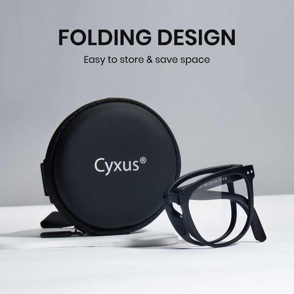 Cyxus Kính Chống Ánh Sáng Xanh Thiết Kế Gập Gọn Dễ Mang Theo Gọng Tròn Classic Bảo Vệ Mắt Khi Dùng Máy Tính 8145