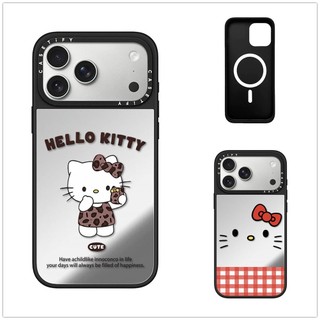 Từ Tính Không Dây Cho iPhone 17 16 15 14 13 Pro Max Plus Hello Kitty Heart Black Edge Bìa Cứng Ốp điện thoại Khắc Logo