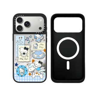 Từ Tính Không Dây Cho iPhone 17 16 15 14 13 Pro Max Plus Hello Kitty Heart Black Edge Bìa Cứng Ốp điện thoại Khắc Logo