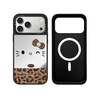 Từ Tính Không Dây Cho iPhone 17 16 15 14 13 Pro Max Plus Hello Kitty Heart Black Edge Bìa Cứng Ốp điện thoại Khắc Logo