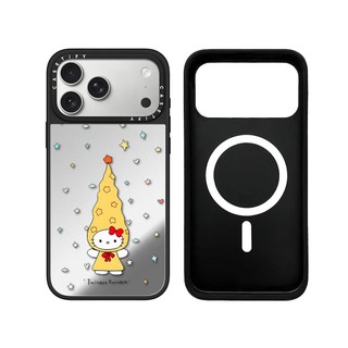 Từ Tính Không Dây Cho iPhone 17 16 15 14 13 Pro Max Plus Hello Kitty Heart Black Edge Bìa Cứng Ốp điện thoại Khắc Logo