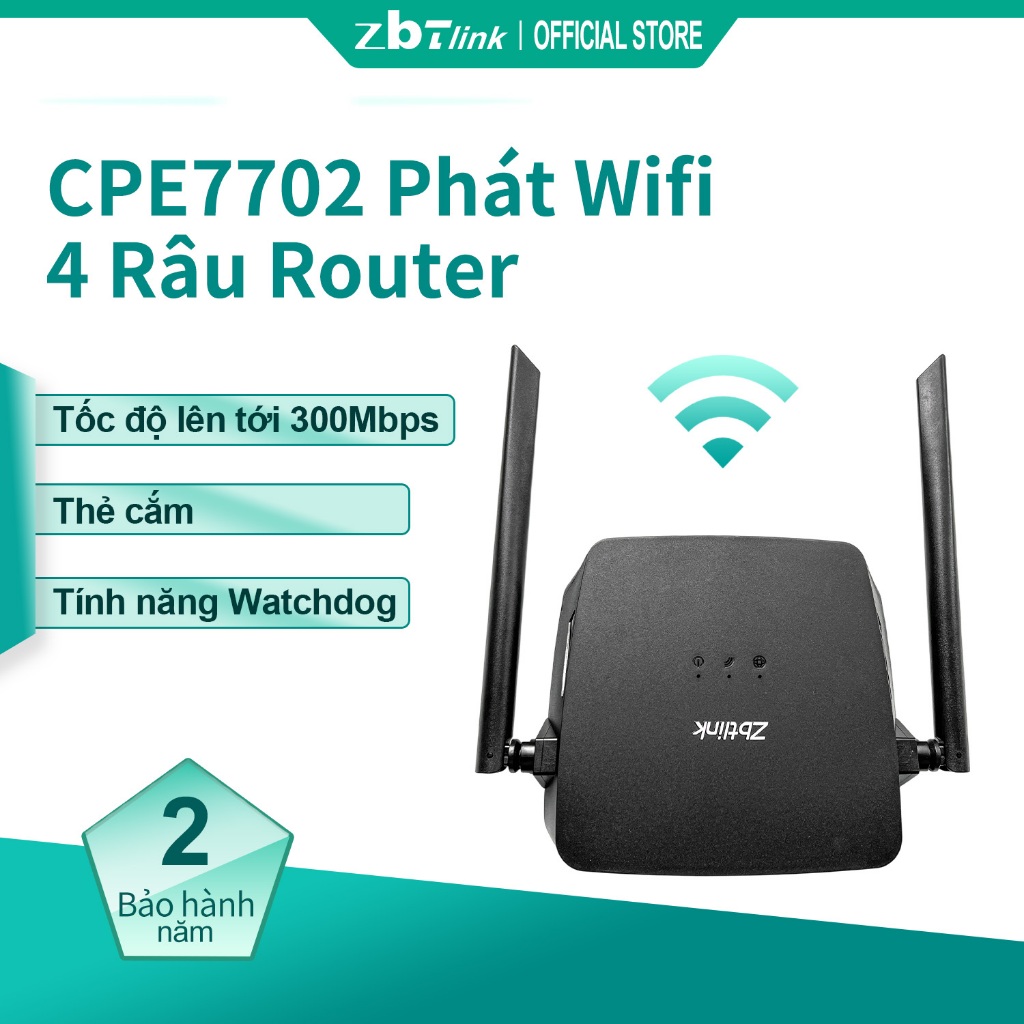 ZBTlink CPE7702 Cục Phát Wifi 4G Lắp Sim  300mbps 100m Lan Portsand Micro USB Cổng Wifi Modem Openline cho tất cả các mạng Hỗ trợ 32 + Thiết bị kết nối