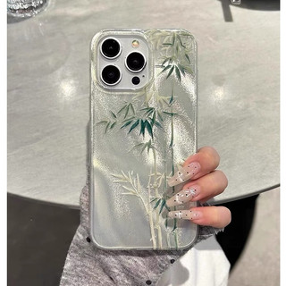 Thời Trang Retro Xanh Tre Mịn Cát Họa Tiết Mặt Dây Chuyền Ốp lưng iPhone 17 16 Promax 13Promax 15 Pro Max 14Promax 12 Chống Sốc Nữ Điện Thoại Di Động Ốp Lưng