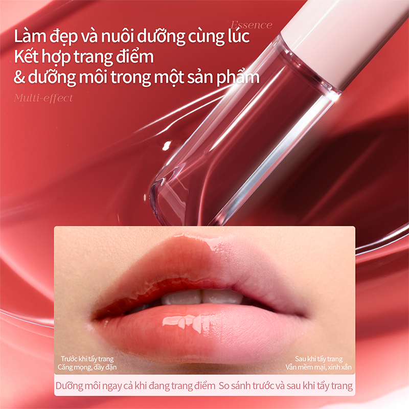 Son Mooekiss 2 Đầu Lì & Bóng, Dưỡng Ẩm 8H, Lâu Trôi, Không Lem, Mịn Nhẹ 6ml