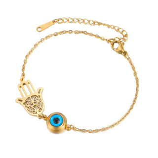 SKYRIM Xanh Ác Mắt Hamsa Fatima Tay Charm Vòng Tay Nữ Thép Không Gỉ Bùa Hộ Mệnh May Mắn Món Quà Trang Sức