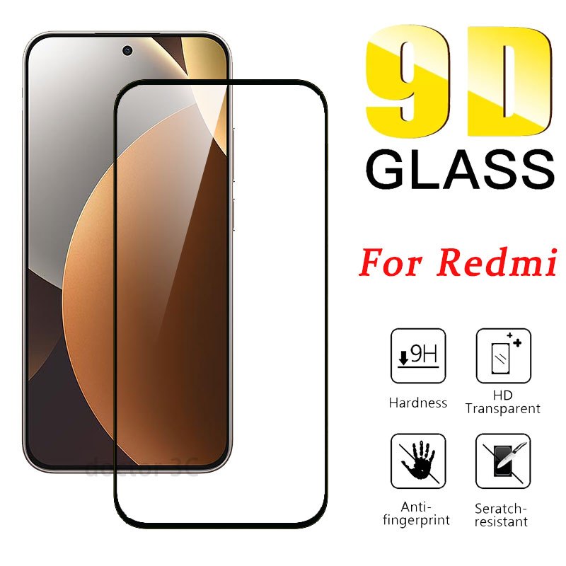 Kính cường lực 9D bảo vệ toàn màn hình dành cho Redmi Note 15 14 13 12 12s 11 11s 10 10s 9 9s 8 Pro China Plus 12C 11A 10C 10A 9T 9A 9C 8A 4G 5G 2026