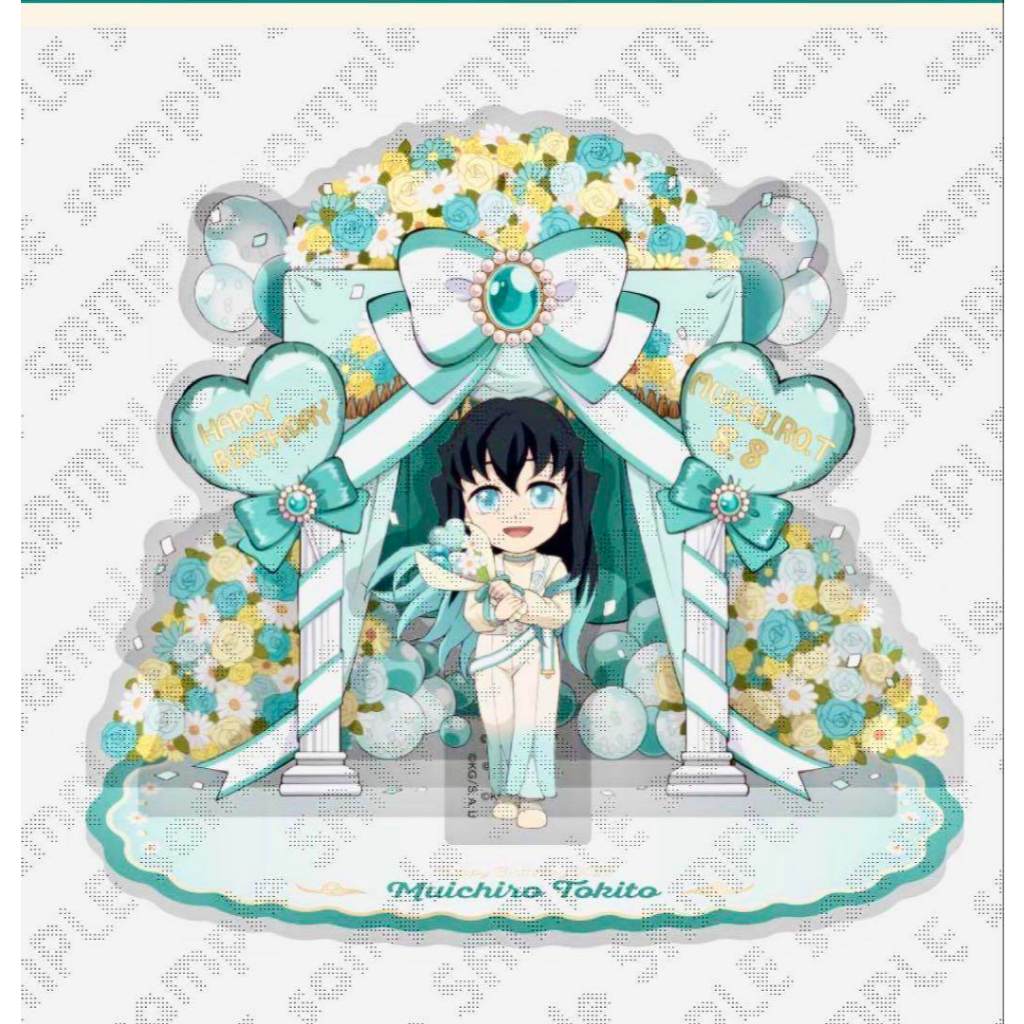 Doujin Quạt Nghệ Thuật Acrylic Đứng Demon Slayer Muichiro Nezuko Zenitsu Giyu Sanemi Sinh Nhật 2025 Merch