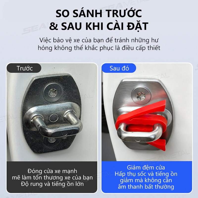 SEAMETAL Khóa Cửa Ô Tô Giảm Chấn Miếng Lót Dải Silicon Khóa Cửa Buckel Bảo Vệ Vỏ Giảm Chấn Âm Thanh Đệm Deadener