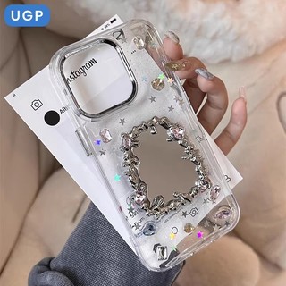 Gương trang điểm kim cương 3D sang trọng Gương trang điểm lấp lánh Epoxy trong suốt Vỏ điện thoại iPhone 17Promax 16ProMax 11 12 13 14 15 Promax Vỏ di động nữ tính ngọt ngào