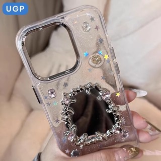 Gương trang điểm kim cương 3D sang trọng Gương trang điểm lấp lánh Epoxy trong suốt Vỏ điện thoại iPhone 17Promax 16ProMax 11 12 13 14 15 Promax Vỏ di động nữ tính ngọt ngào