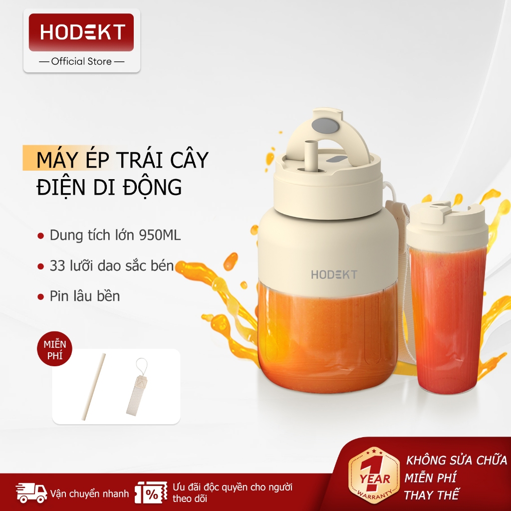Máy Xay Ép Không Dây HODEKT Bình 950ML & 550ML 2 Nắp (Mang Đi & Uống Trực Tiếp) Ép Trái Cây