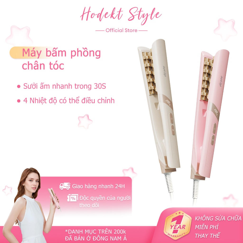 Máy Dập Xù HODEKT Bấm Phồng Chân Tóc Nẹp Tóc Ngô Kỹ Thuật Số Màn Hình LCD Chuyên Dụng Salon Cao Cấp
