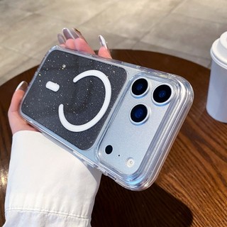 Ốp điện thoại từ tính dạng bột lấp lánh pha lê sang trọng Thích hợp cho iPhone 13 14 15 16 17 Pro Max Acrylic Color Backboard Full Pack Vỏ chống rơi