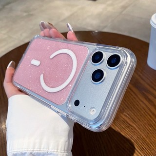 Ốp điện thoại từ tính dạng bột lấp lánh pha lê sang trọng Thích hợp cho iPhone 13 14 15 16 17 Pro Max Acrylic Color Backboard Full Pack Vỏ chống rơi
