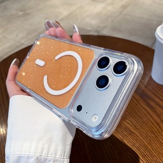 Ốp điện thoại từ tính dạng bột lấp lánh pha lê sang trọng Thích hợp cho iPhone 13 14 15 16 17 Pro Max Acrylic Color Backboard Full Pack Vỏ chống rơi