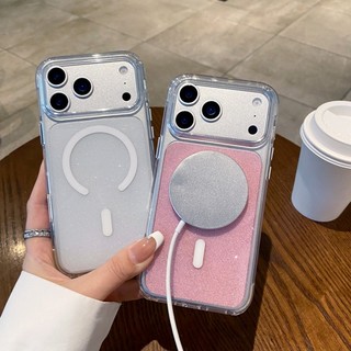 Ốp điện thoại từ tính dạng bột lấp lánh pha lê sang trọng Thích hợp cho iPhone 13 14 15 16 17 Pro Max Acrylic Color Backboard Full Pack Vỏ chống rơi