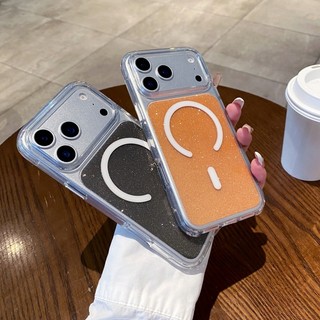 Ốp điện thoại từ tính dạng bột lấp lánh pha lê sang trọng Thích hợp cho iPhone 13 14 15 16 17 Pro Max Acrylic Color Backboard Full Pack Vỏ chống rơi
