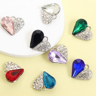 10 Chiếc Quyến Rũ Trái Tim Đào Nhỏ Và Tinh Tế, Kim Cương Giả Thủy Tinh Inlay Mặt Dây Hợp Kim Hình Trái Tim Sáng Bóng Cho Bông Tai Vòng Cổ Xương Đòn DIY - Phụ Kiện Ngày Lễ Tình Nhân