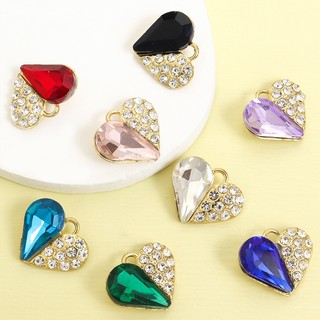 10 Chiếc Quyến Rũ Trái Tim Đào Nhỏ Và Tinh Tế, Kim Cương Giả Thủy Tinh Inlay Mặt Dây Hợp Kim Hình Trái Tim Sáng Bóng Cho Bông Tai Vòng Cổ Xương Đòn DIY - Phụ Kiện Ngày Lễ Tình Nhân