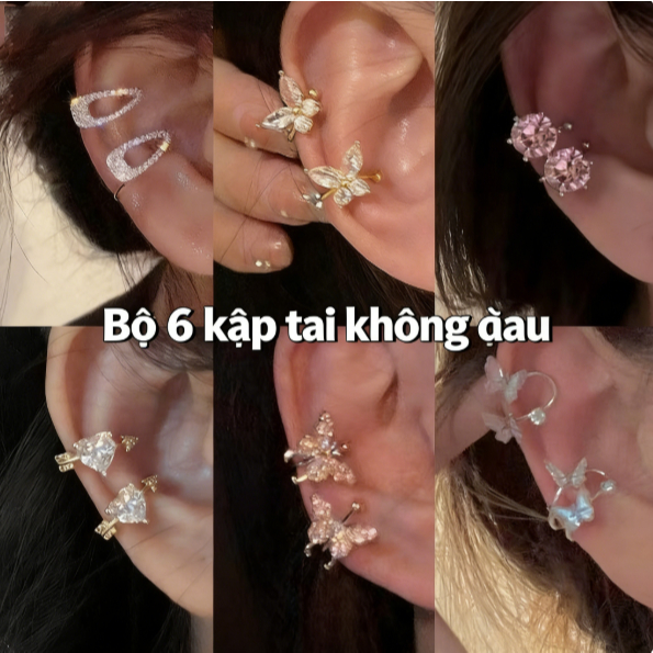 Bông Tai Kẹp Zircon Thanh Lịch Không Cần Xỏ Tai, Thiết Kế Tinh Tế Cho Nữ