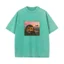 Áo Thun Unisex Phong Cách Ngọt Ngào Với Hình In Máy Bay và Mèo, Chất Liệu Cotton, Phong Cách Retro