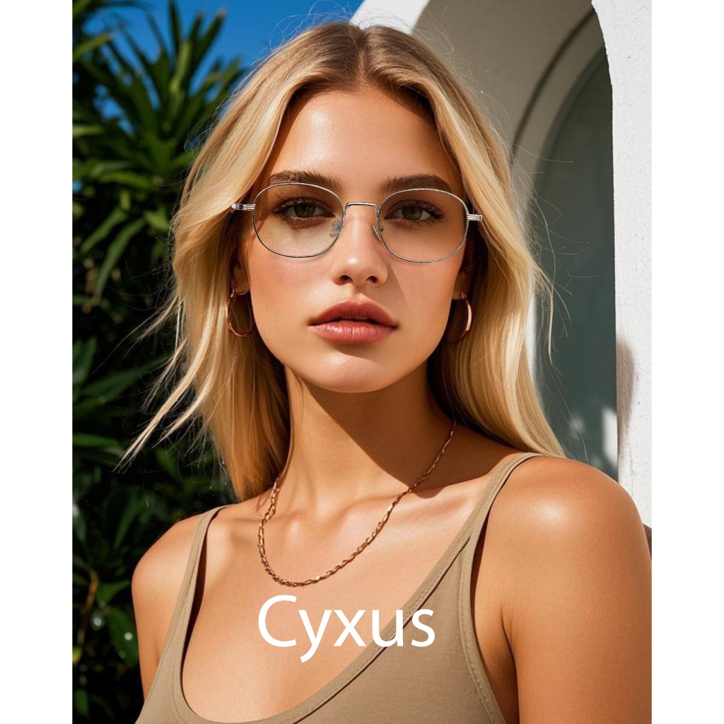 Cyxus Kính Râm Phong Cách Vintage 90s Gọng Tròn Kim Loại Dáng Oval Nhỏ Gọn Chống Tia UV400 Cho Nam Nữ 1562