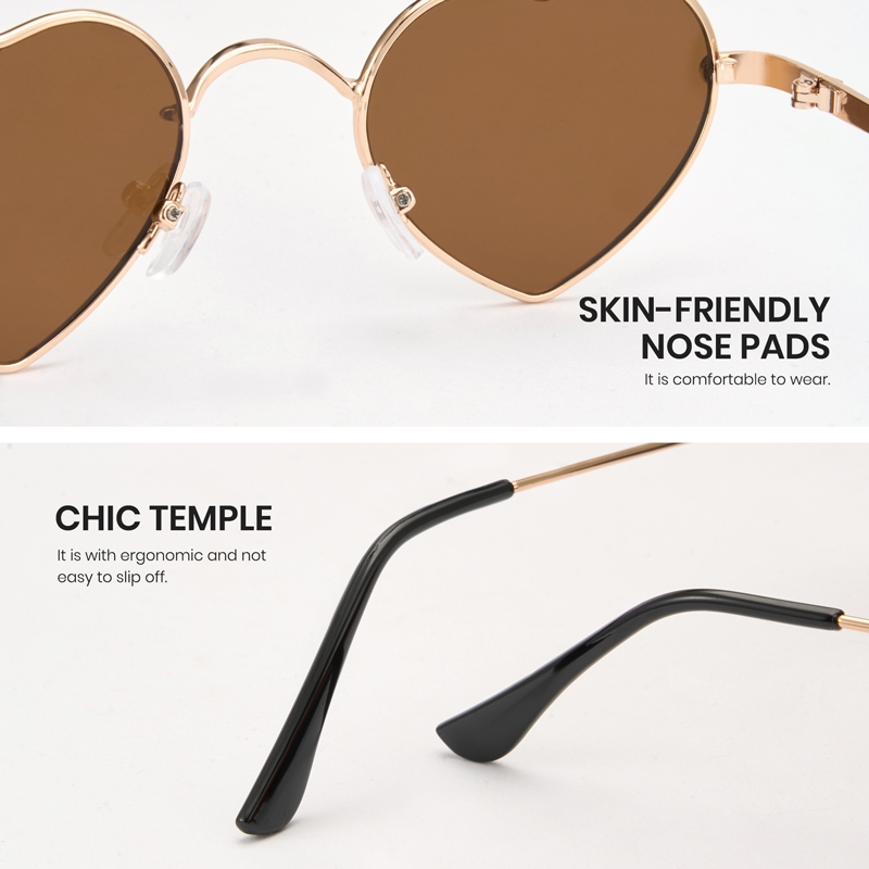 Cyxus Kính Mát Hình Trái Tim Phong Cách Y2k Cute Dễ Thương Gọng Kim Loại Chống Tia UV400 Thời Trang Unisex 1552