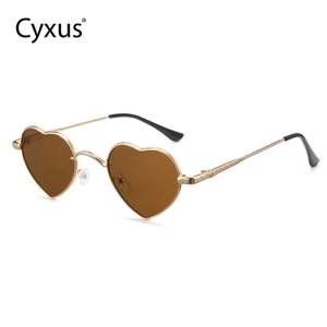 Cyxus Kính Mát Hình Trái Tim Phong Cách Y2k Cute Dễ Thương Gọng Kim Loại Chống Tia UV400 Thời Trang Unisex 1552