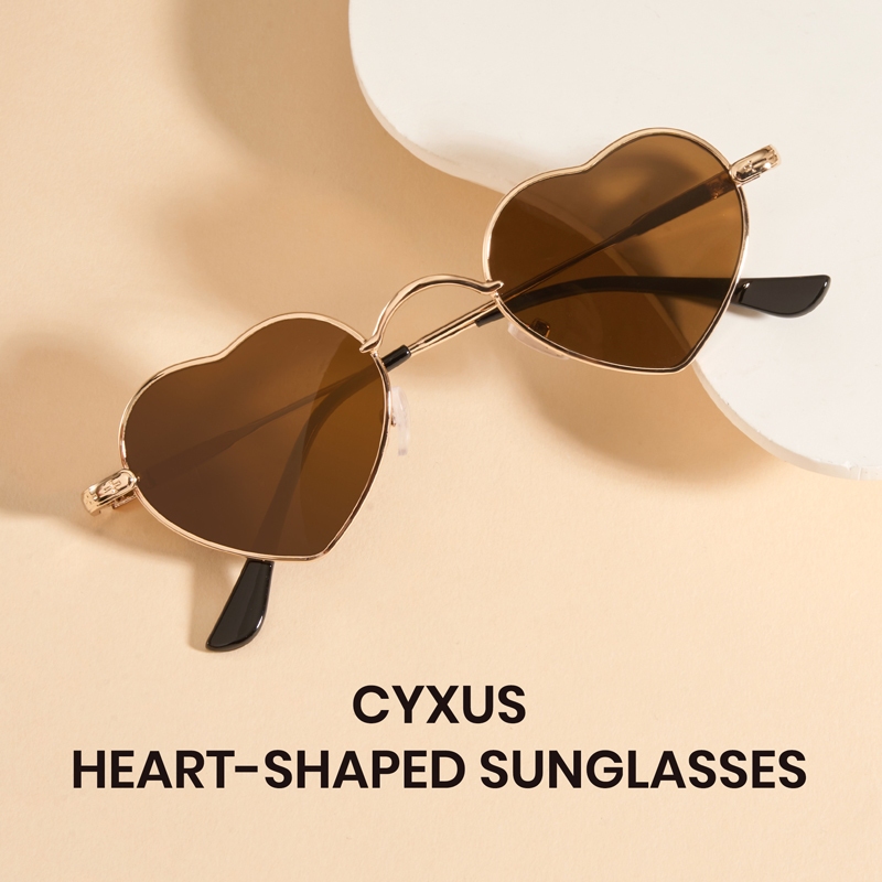 Cyxus Kính Mát Hình Trái Tim Phong Cách Y2k Cute Dễ Thương Gọng Kim Loại Chống Tia UV400 Thời Trang Unisex 1552