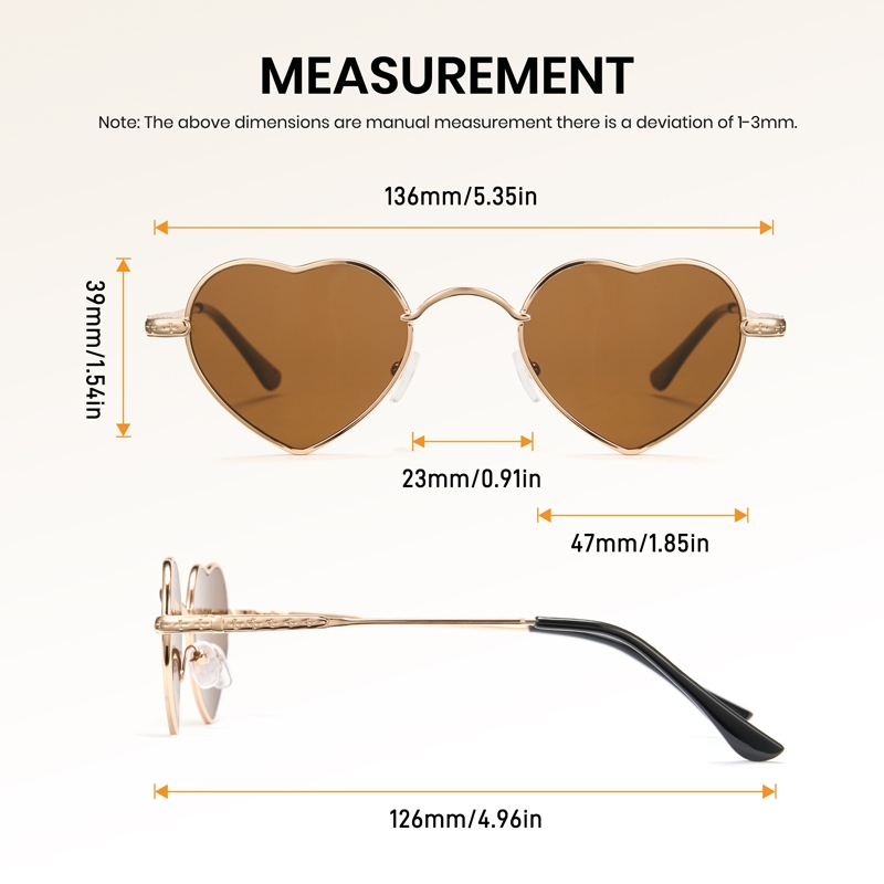 Cyxus Kính Mát Hình Trái Tim Phong Cách Y2k Cute Dễ Thương Gọng Kim Loại Chống Tia UV400 Thời Trang Unisex 1552