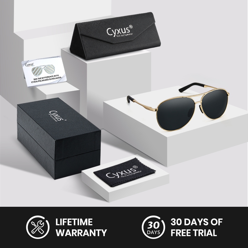 Cyxus Kính râm phân cực | Kính mắt thời trang | Kính râm chống tia UV | Thiết kế cầu kính đôi thời trang | Thích hợp cho lái xe và đi bộ đường dài 1489
