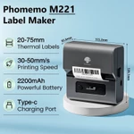 Phomemo M221 Máy in nhãn di động Hỗ trợ in nhãn dán mã vạch nhiệt Bluetooth rộng 20-80mm Tương thích với PC và điện thoại, tuyệt vời cho doanh nghiệp / gia đình sử dụng Máy in nhãn di động , máy in nhiệt cầm tay nhỏ gọn, in mã vạch và mã QR — ảnh 1