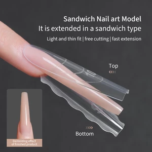 Mô hình mảnh móng tay 60 chiếc Khuôn làm móng tay Sandwich mở rộng nhanh Không xây dựng Hình thang dài hình bầu dục pha lê quang trị liệu làm móng tay