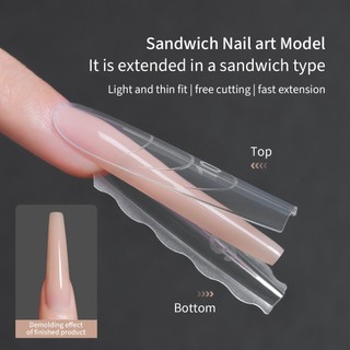 [ANNIES] Mô hình mảnh móng tay 60 chiếc Khuôn làm móng tay Sandwich mở rộng nhanh Không xây dựng Hình thang dài hình bầu dục pha lê quang trị liệu làm móng tay
