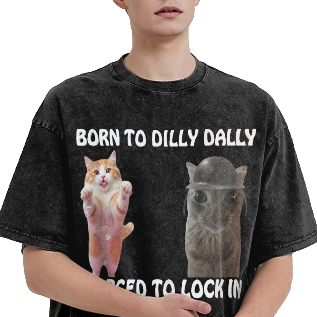 Ao thun cotton in hình meme mèo đáng yêu từ Dilly Dally