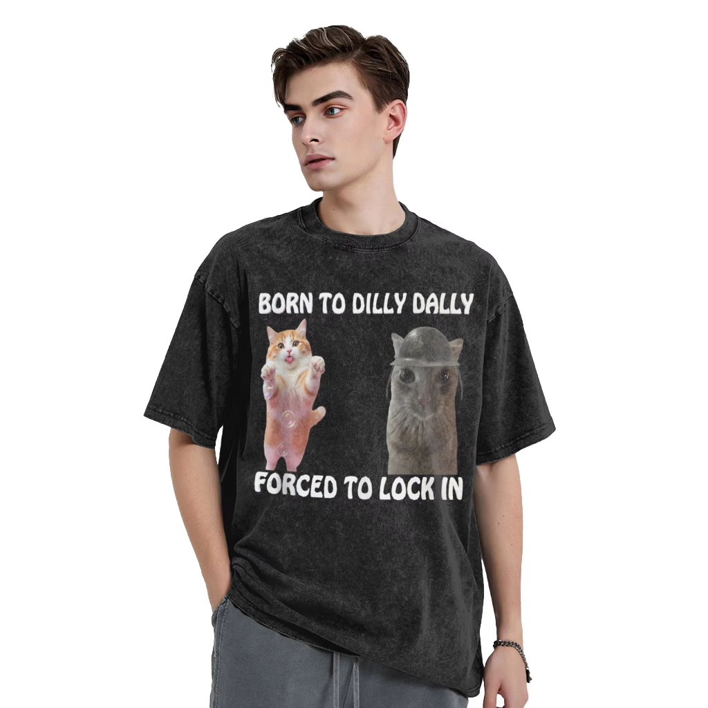Ao thun cotton in hình meme mèo đáng yêu từ Dilly Dally