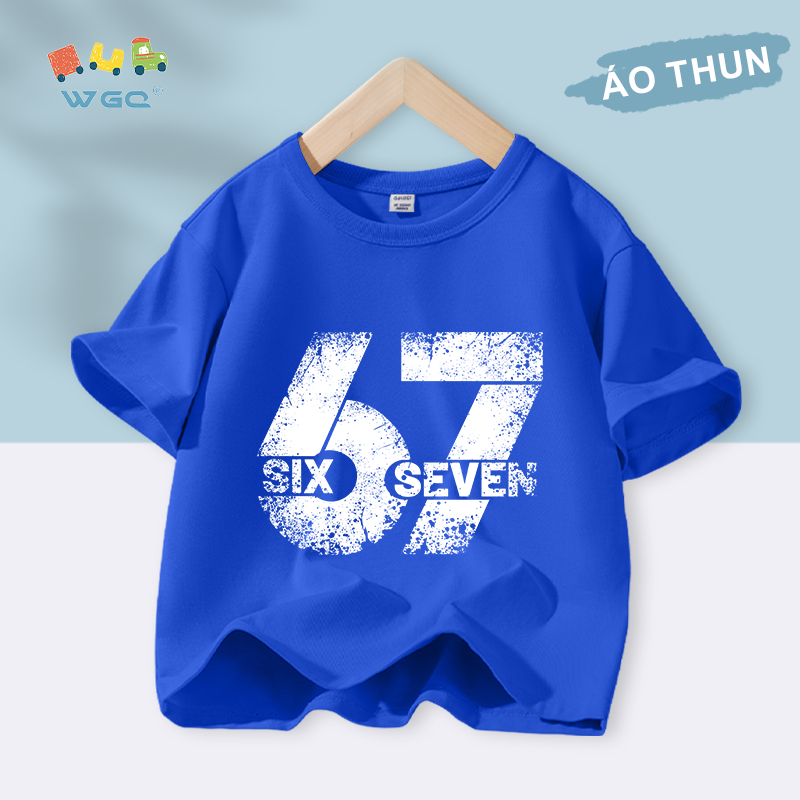 W.G.Q Áo thun bé trai , vải Cotton nguyên chất mềm mại thoải mái , thấm mồ hôi thoáng khí với in kỹ thuật số