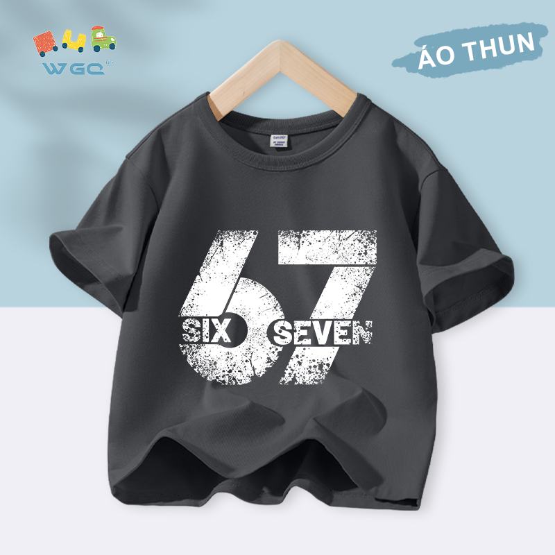 W.G.Q Áo thun bé trai , vải Cotton nguyên chất mềm mại thoải mái , thấm mồ hôi thoáng khí với in kỹ thuật số